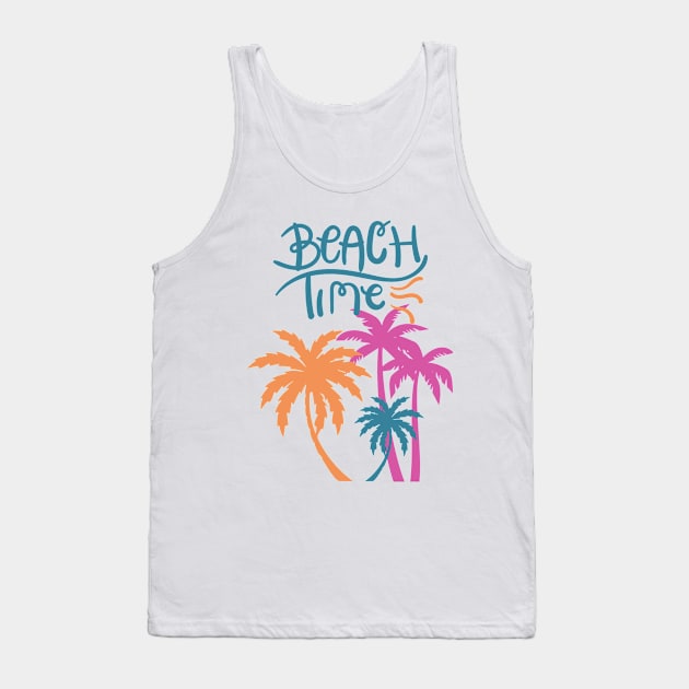 Beach Time, Palm Trees Tank Top by BasicallyBeachy